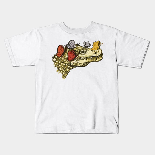 Croc and Butterflies Kids T-Shirt by Shadoodles